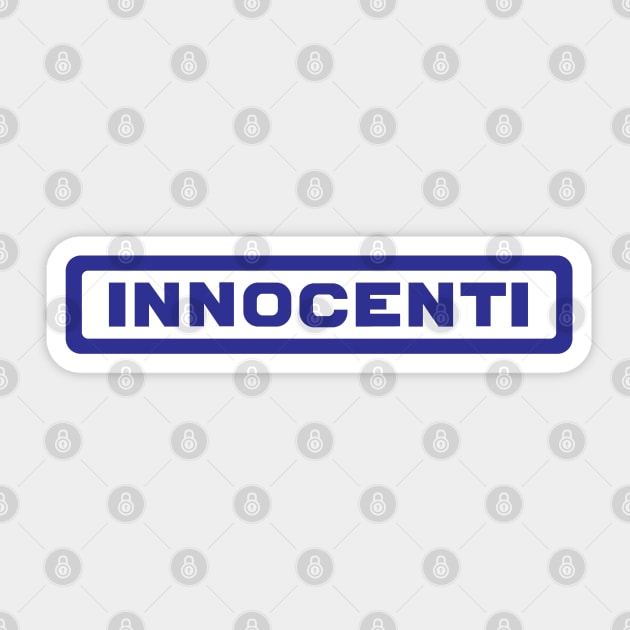 Vintage Innocenti logo 1960-70's - Innocenti Mini, Lambretta - blue print Sticker by retropetrol